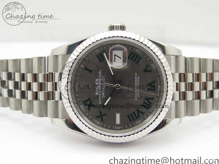 MiroTime 1221 Compact DateJust 36 SS 126234 BP Maker 1:1 Best Edition Fluted Bezel Gray Roman Dial on Jubilee Bracelet 2527